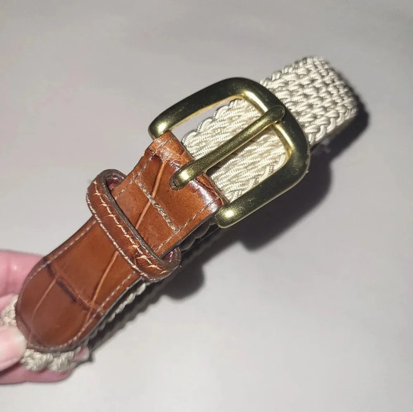 Brighton Gold Cream Brown Belt Size 36 Statement - Picture 1 of 9